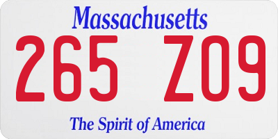 MA license plate 265ZO9