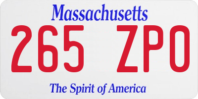 MA license plate 265ZP0