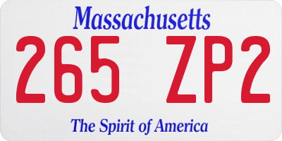 MA license plate 265ZP2