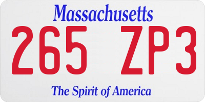 MA license plate 265ZP3
