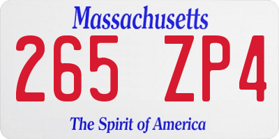 MA license plate 265ZP4