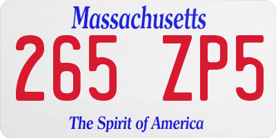 MA license plate 265ZP5
