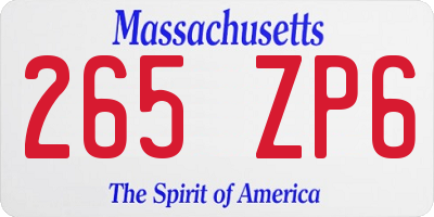 MA license plate 265ZP6