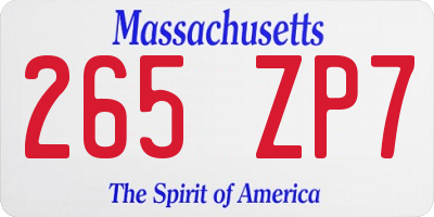 MA license plate 265ZP7