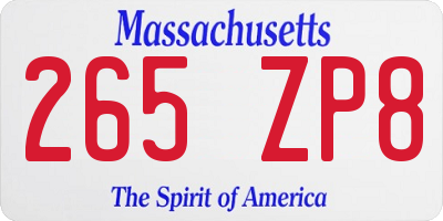 MA license plate 265ZP8