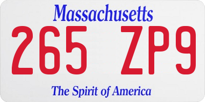 MA license plate 265ZP9