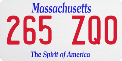 MA license plate 265ZQ0