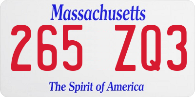 MA license plate 265ZQ3