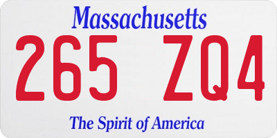 MA license plate 265ZQ4