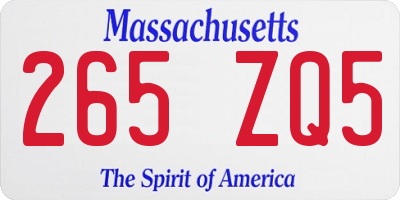 MA license plate 265ZQ5