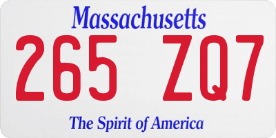 MA license plate 265ZQ7