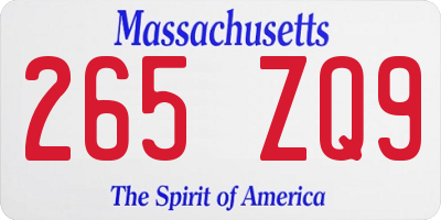 MA license plate 265ZQ9