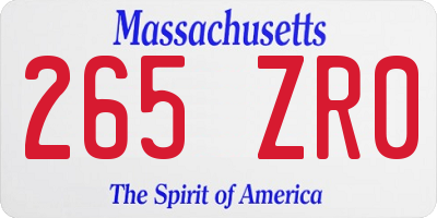 MA license plate 265ZR0