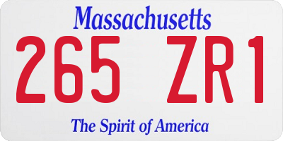 MA license plate 265ZR1