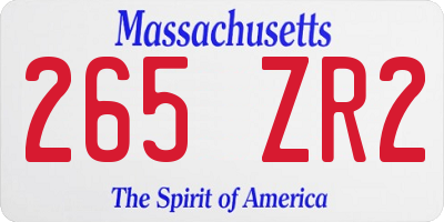 MA license plate 265ZR2
