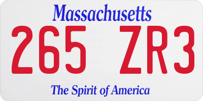 MA license plate 265ZR3