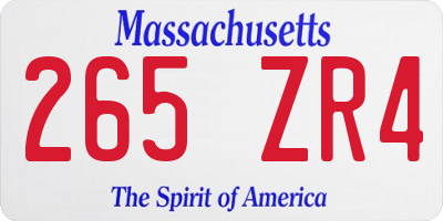 MA license plate 265ZR4