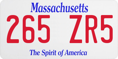 MA license plate 265ZR5