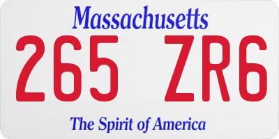 MA license plate 265ZR6