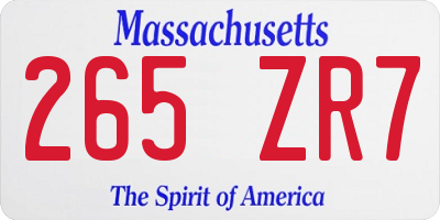 MA license plate 265ZR7