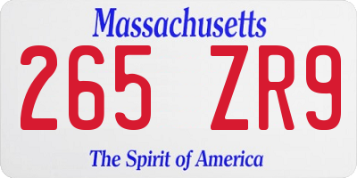 MA license plate 265ZR9