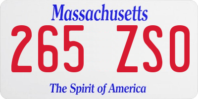 MA license plate 265ZS0