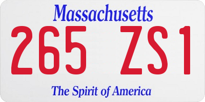MA license plate 265ZS1