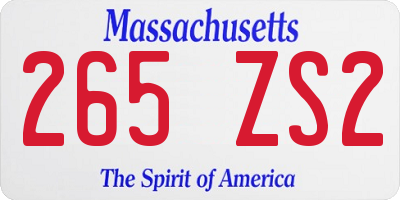 MA license plate 265ZS2