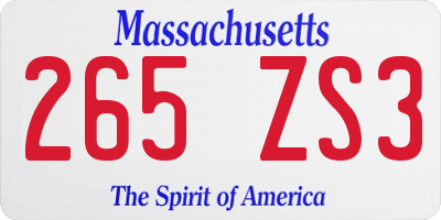 MA license plate 265ZS3