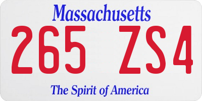 MA license plate 265ZS4