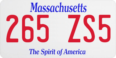 MA license plate 265ZS5