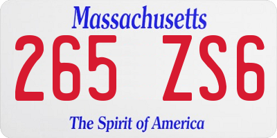 MA license plate 265ZS6