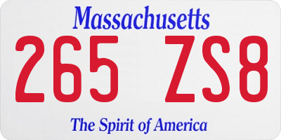 MA license plate 265ZS8