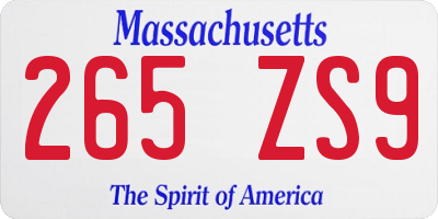MA license plate 265ZS9