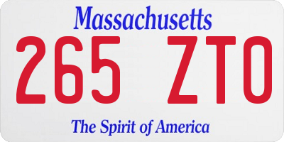MA license plate 265ZT0