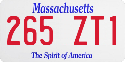 MA license plate 265ZT1