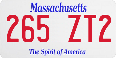 MA license plate 265ZT2