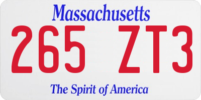 MA license plate 265ZT3
