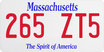 MA license plate 265ZT5