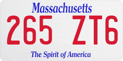 MA license plate 265ZT6