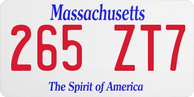 MA license plate 265ZT7