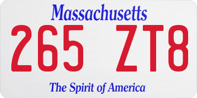 MA license plate 265ZT8