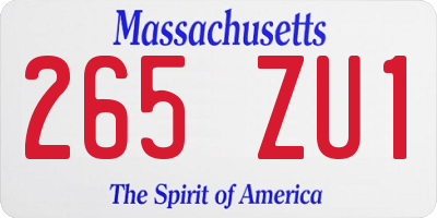 MA license plate 265ZU1