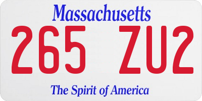 MA license plate 265ZU2