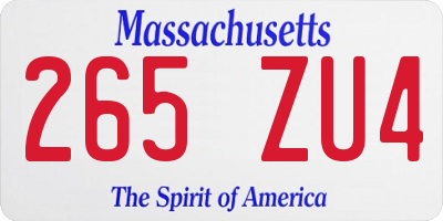 MA license plate 265ZU4