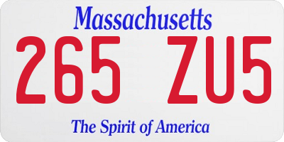 MA license plate 265ZU5