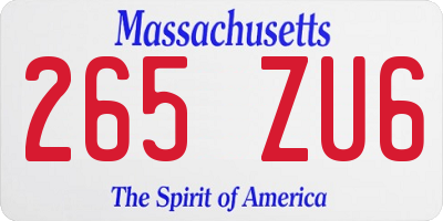 MA license plate 265ZU6