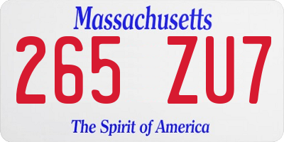 MA license plate 265ZU7