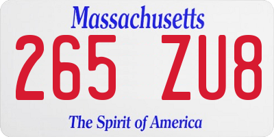 MA license plate 265ZU8