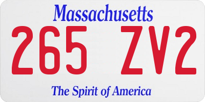 MA license plate 265ZV2